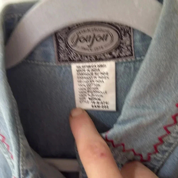 Vintage JouJou Women Denim Button Down Shirt Americana Embroidery - Picture 5 of 6